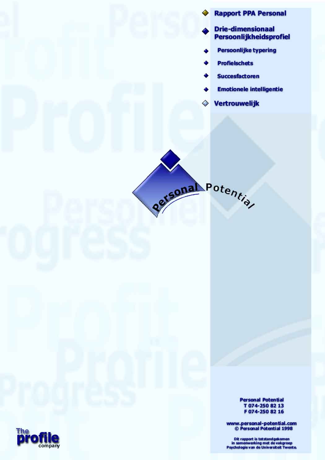 Demo versie van het rapport PPA Personal Premium